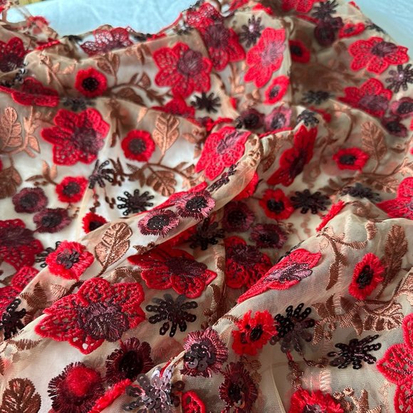 Floral Red Slit Formal Dress - Picture 1 of 9